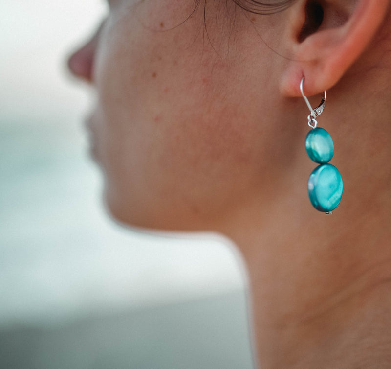 Mother of Pearl Drop Earring - Turquoise