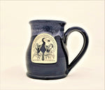 Hand Thrown Pottery Mug Blue with White Glaze - Wildlife Society Logo