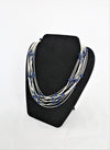 Reclaimed Piano Wire Necklace With Geodes - Blue and White