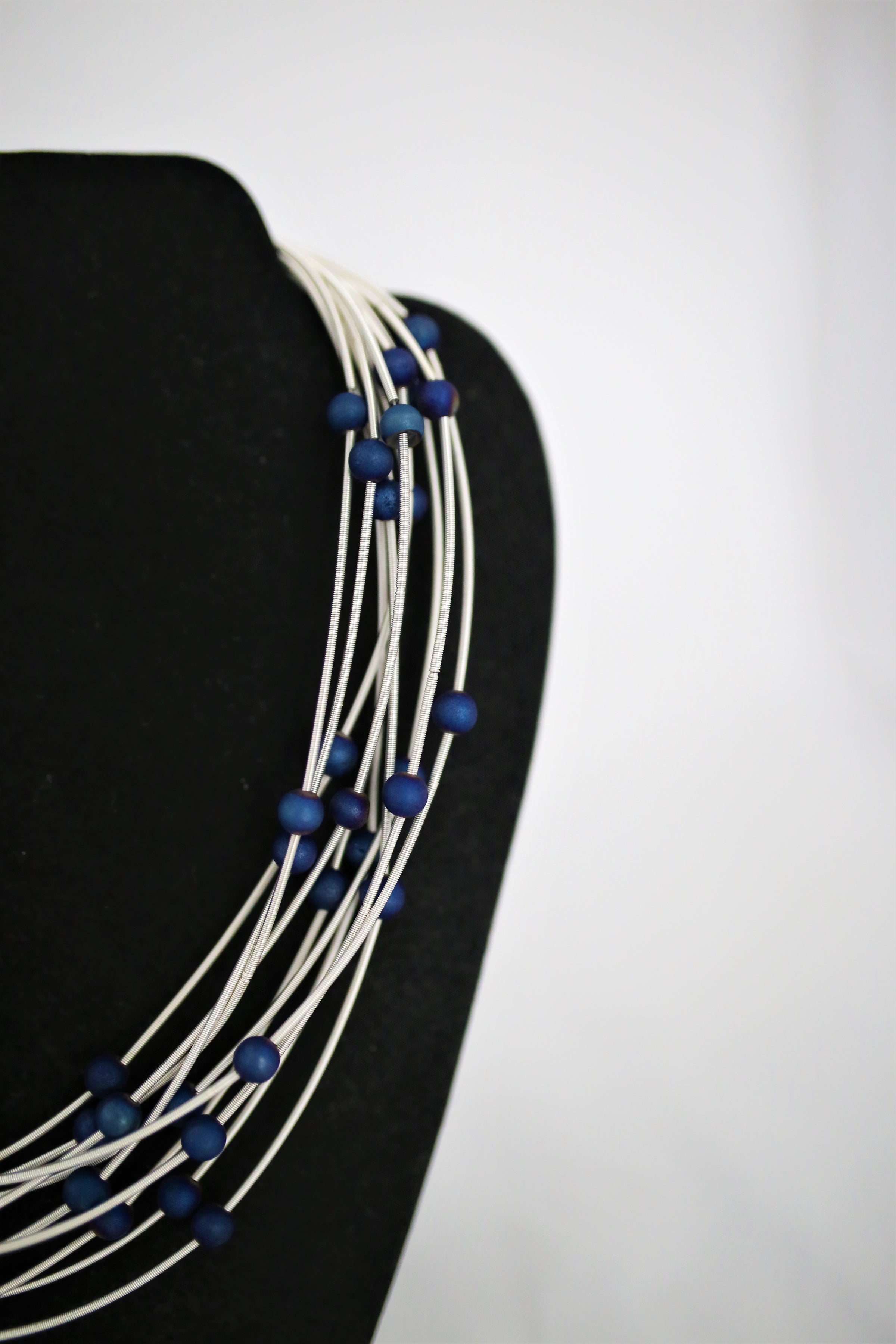 Buy Piano Wire and Blue Ceramic Necklace Online in India - Etsy
