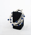 Reclaimed Piano Wire Bracelet with Geodes Beads - Blue and White