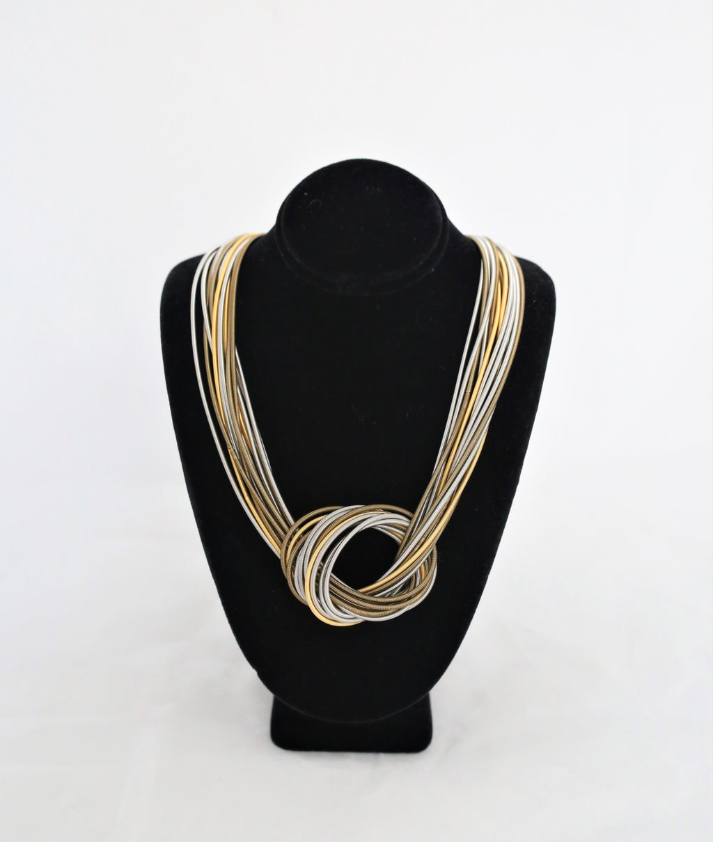 Reclaimed Piano Wire Large Knot Necklace - Silver, Gold and Slate
