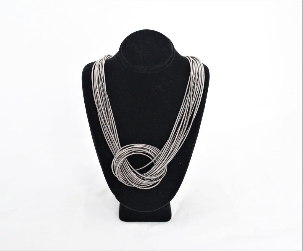 Red Piano Wire Knot Necklace