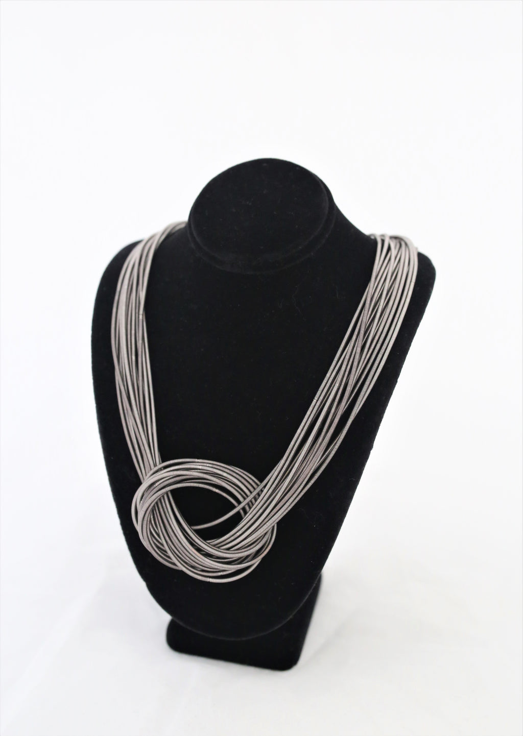 Reclaimed Piano Wire Large Knot Necklace - Slate