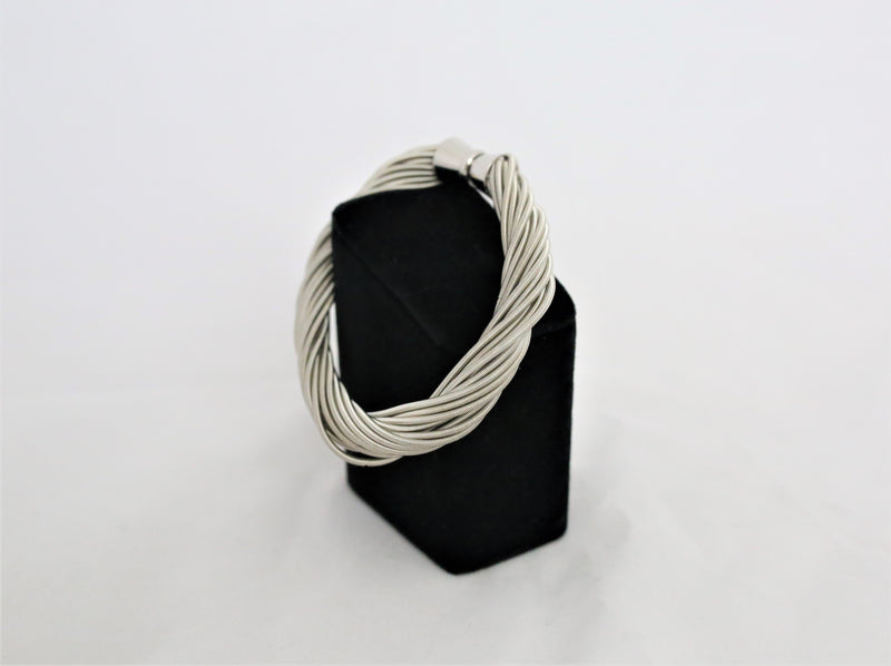 Reclaimed Piano Wire Twist Bracelet - Silver