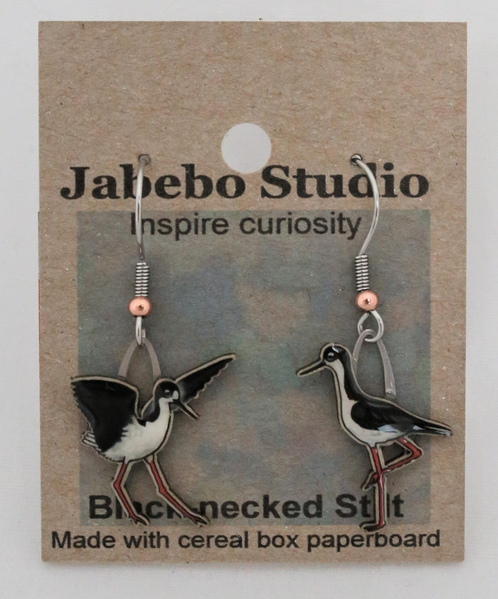 Recycled Black-Necked Stilt Earrings