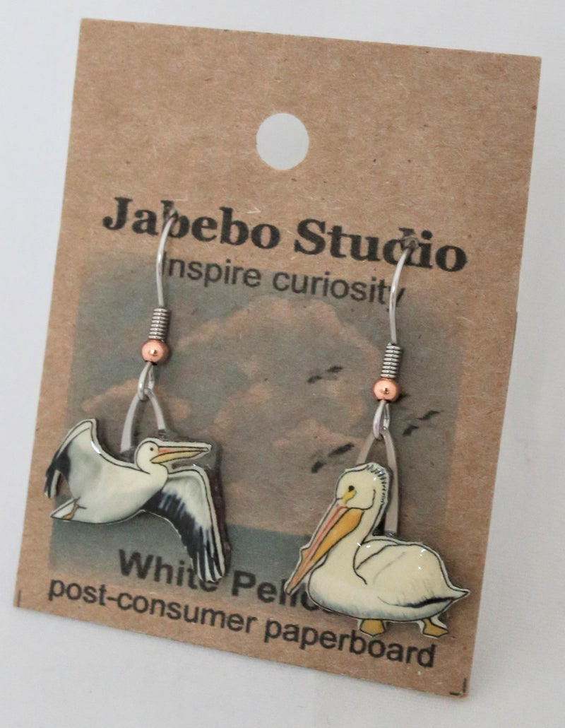 Recycled White Pelican Earrings