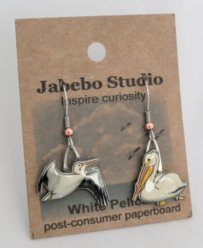 Recycled White Pelican Earrings