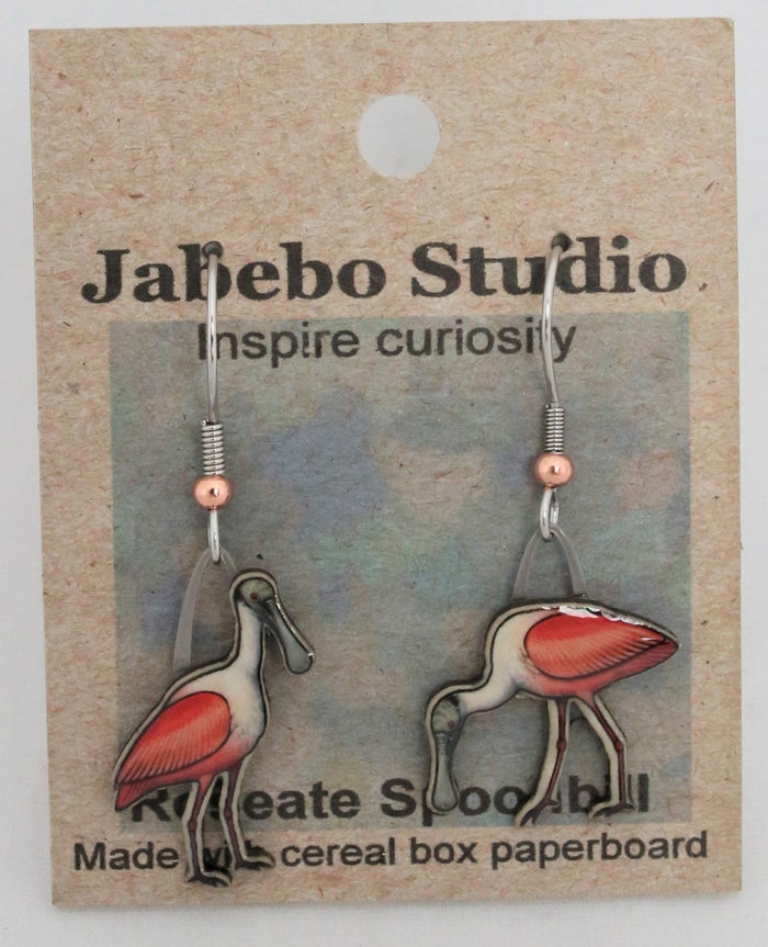 Recycled Roseate Spoonbill Earrings