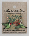 Recycled Ruby-Throated Hummingbird Earrings