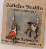 Recycled Roseate Spoonbill Earrings