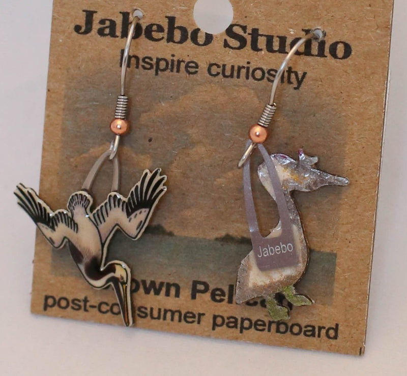 Recycled Brown Pelican Earrings