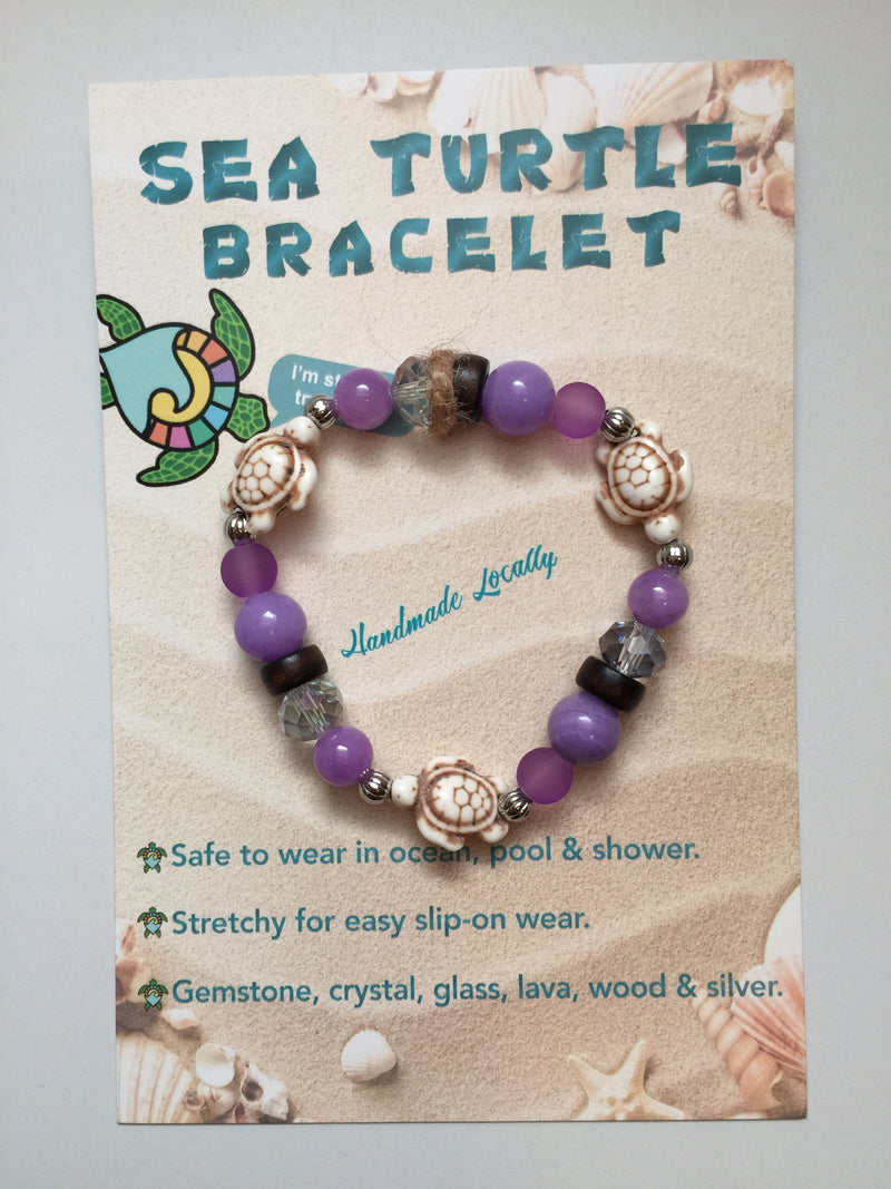 Handmade Sea Turtle  Bracelet - Sunset Purple