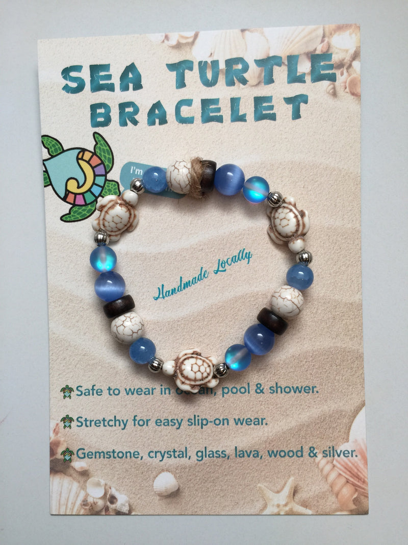 Handmade Sea Turtle  Bracelet - Seafloor Blue