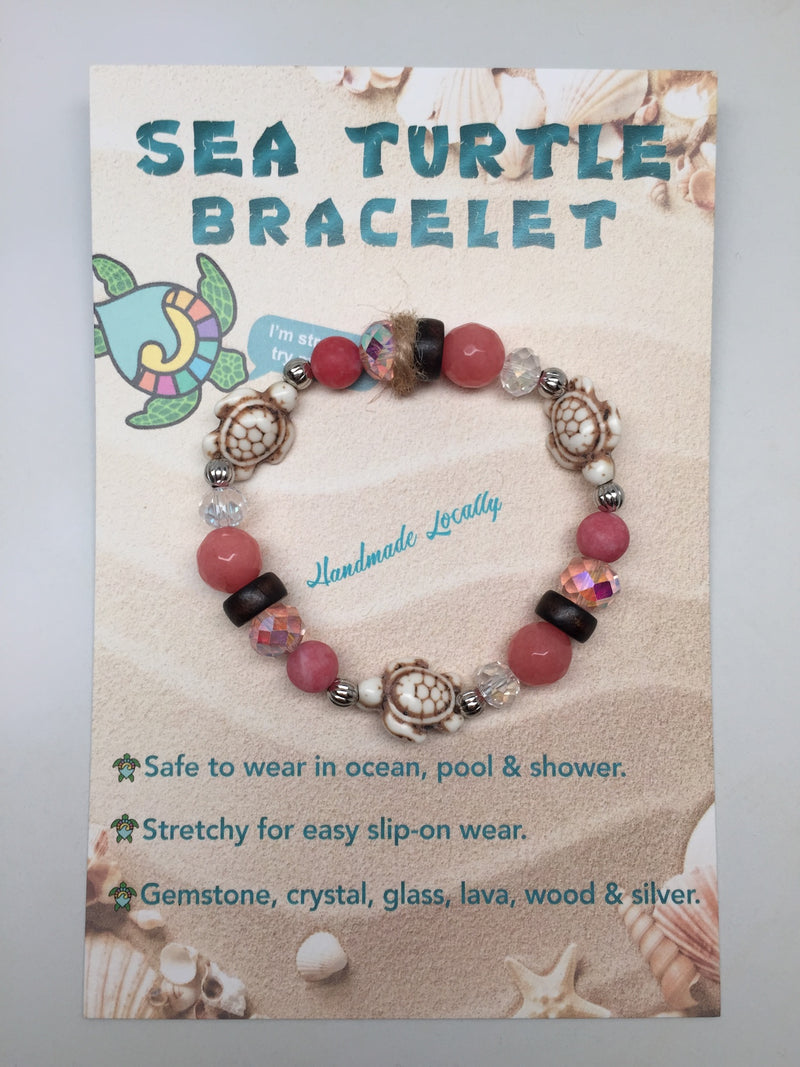 Handmade Sea Turtle  Bracelet - Coral Pink