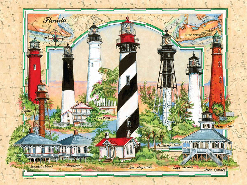 Lighthouses of Florida - 550 Piece Puzzle - Made in the USA