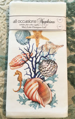 All-Occasion Cotton Napkins - Coral and Shells - Set of 4