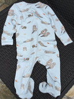 Footed Zip-front Romper - Otters