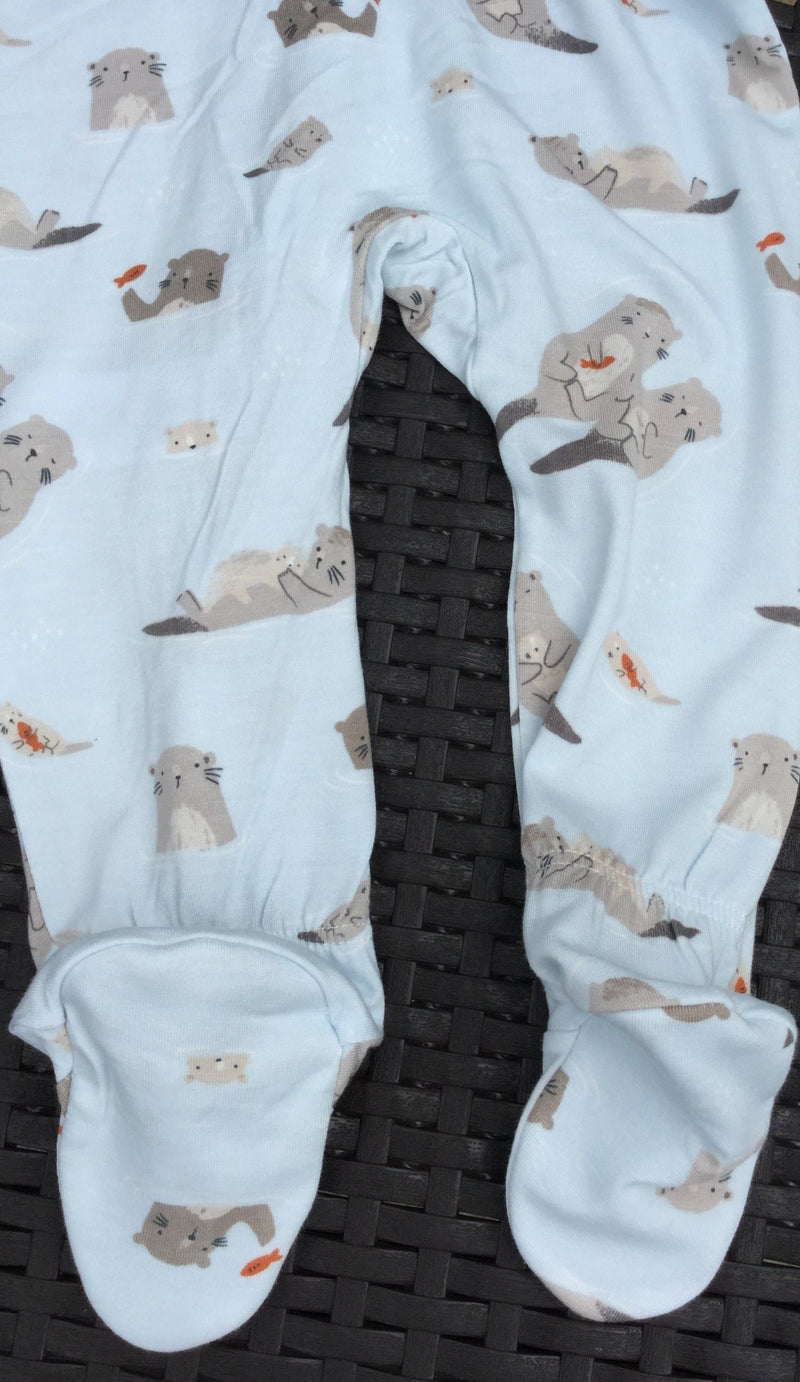 Footed Zip-front Romper - Otters