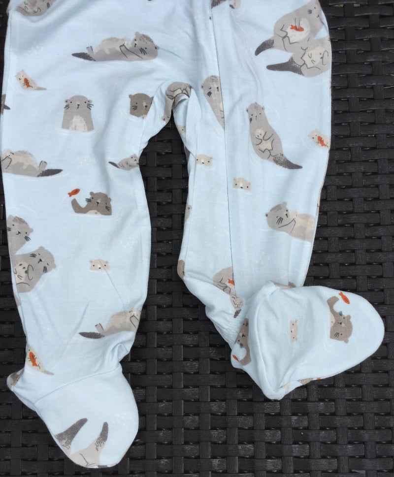 Footed Zip-front Romper - Otters