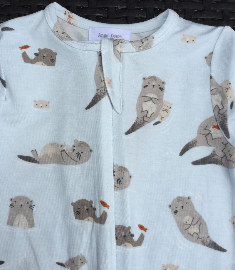 Footed Zip-front Romper - Otters
