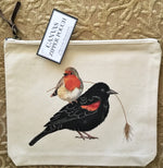 Canvas Zipper Pouch - Autumn Birds - Vintage Design