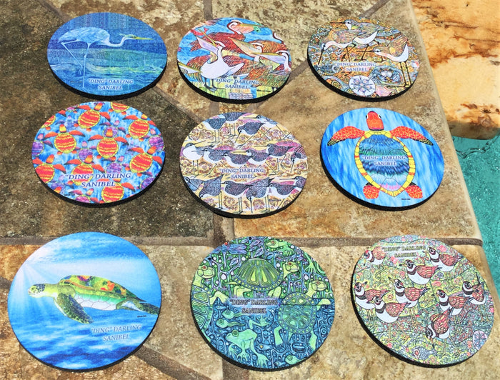 Absorbent Flexible Coasters - "Ding" Darling Wildlife Designs - Made in the USA