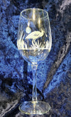 Etched Wine Glass 12oz - Roseate Spoonbill - Custom Artwork