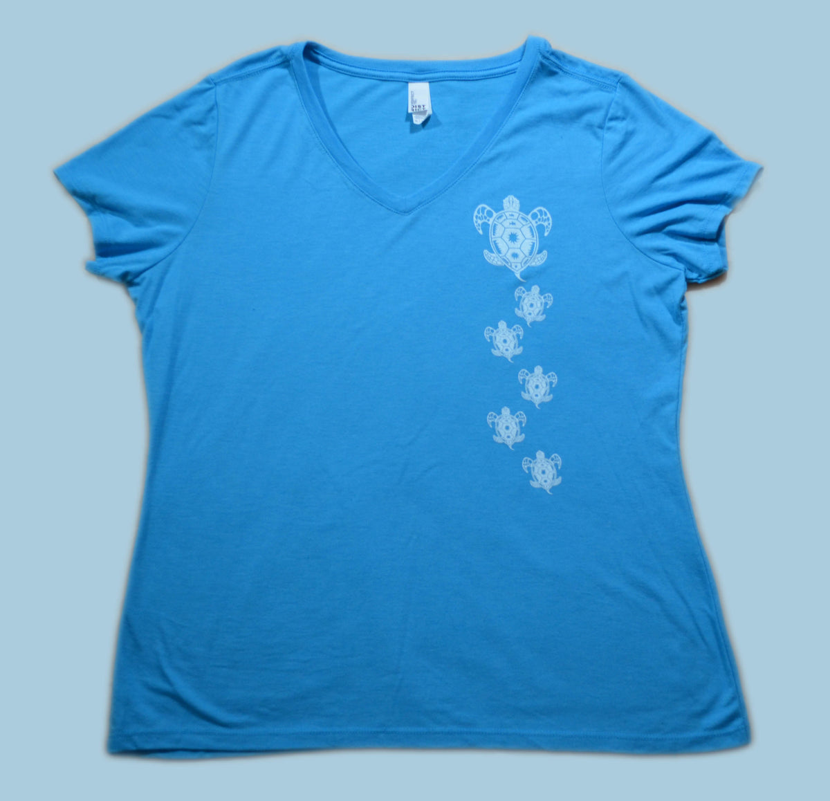 Aqua Sea Turtle Ladies V-Neck T-Shirt