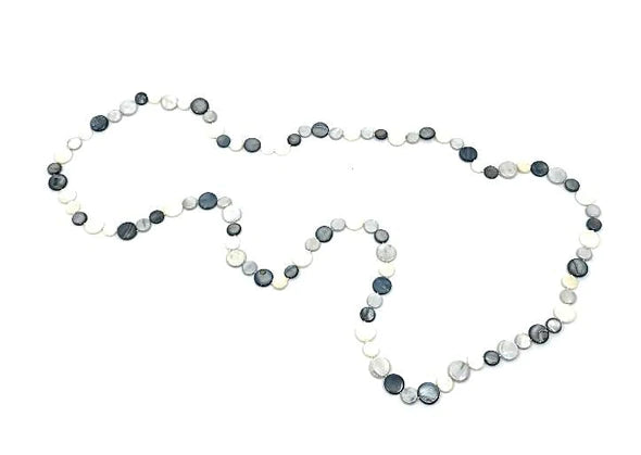 Mother of Pearl Single Strand Necklace - Black / White