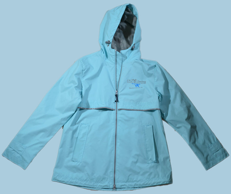 Aqua Blue Goose Logo Ladies Rain Jacket