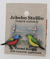 Recycled Painted Bunting Earrings