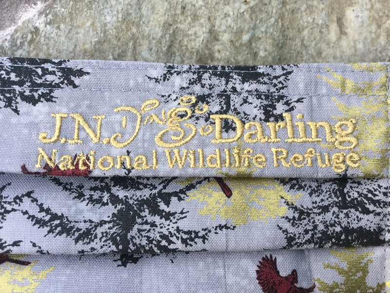 Face Mask - Winter Birds - Gold Embroidery