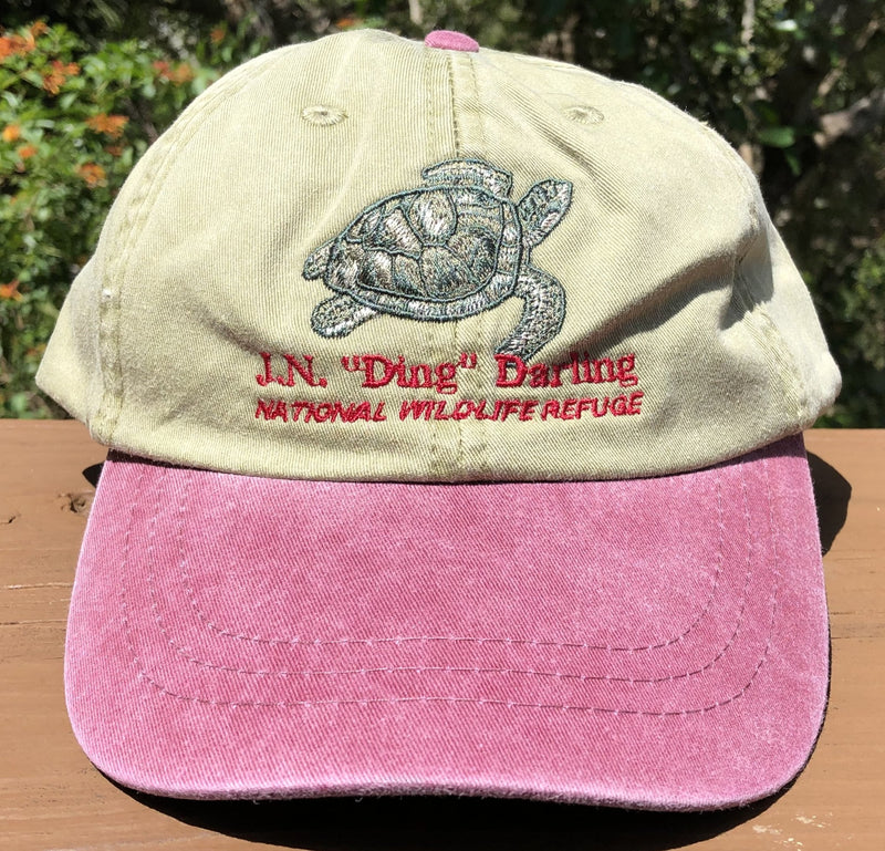 Khaki & Red Turtle Adjustable Baseball Hat