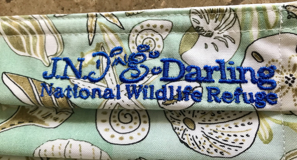 Sanibel Shells Face Mask - Standard Size - Blue Embroidery