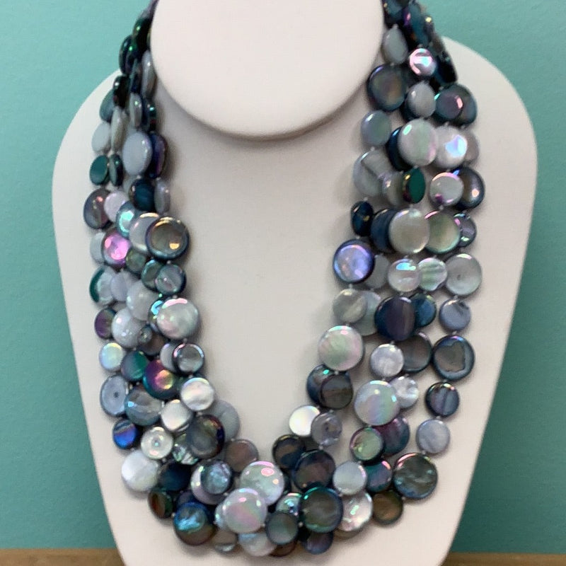 Mother of Pearl 5-Strand Necklace - New Blue