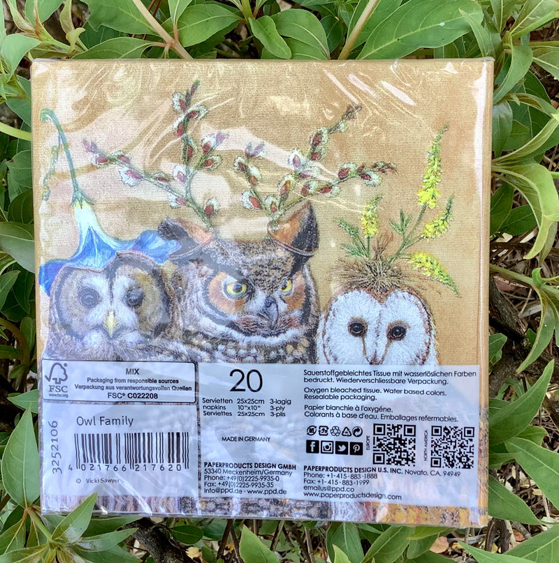 Owl Family Paper Napkins - Two Sizes
