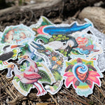 Roseate Spoonbills - "Ding" Darling Whimsical Art Sticker