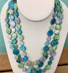 Mother of Pearl 3-Strand Necklace - Blue / Green