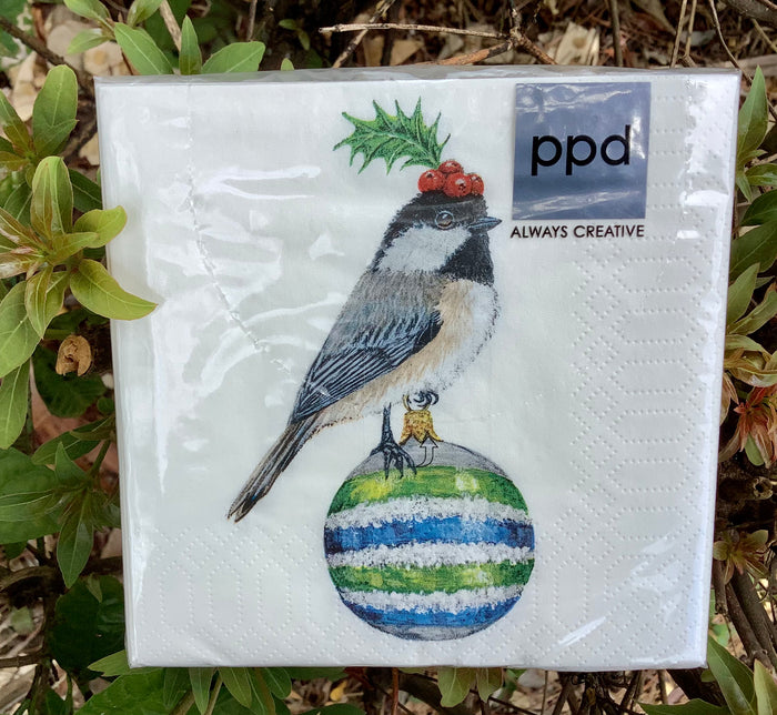 Beverage Napkins - Frances / Chickadee on Ornament