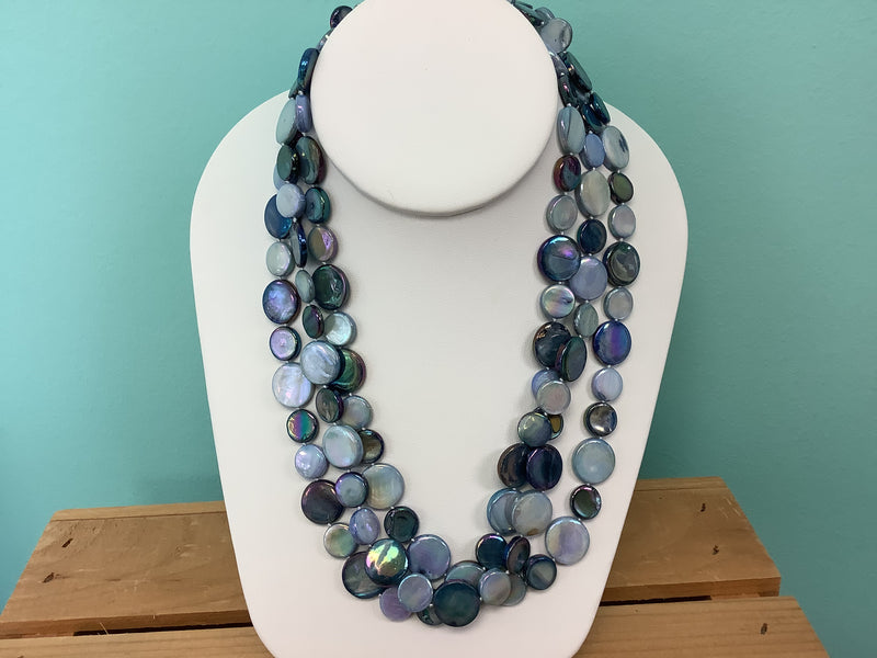 Mother of Pearl 3-Strand Necklace - Navy