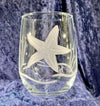 Stemless Etched Wine Glass 17oz - Sea Star