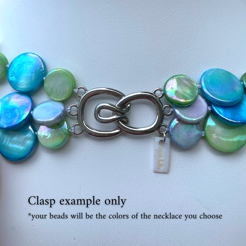 Mother of Pearl 3-Strand Necklace - Blue / Green