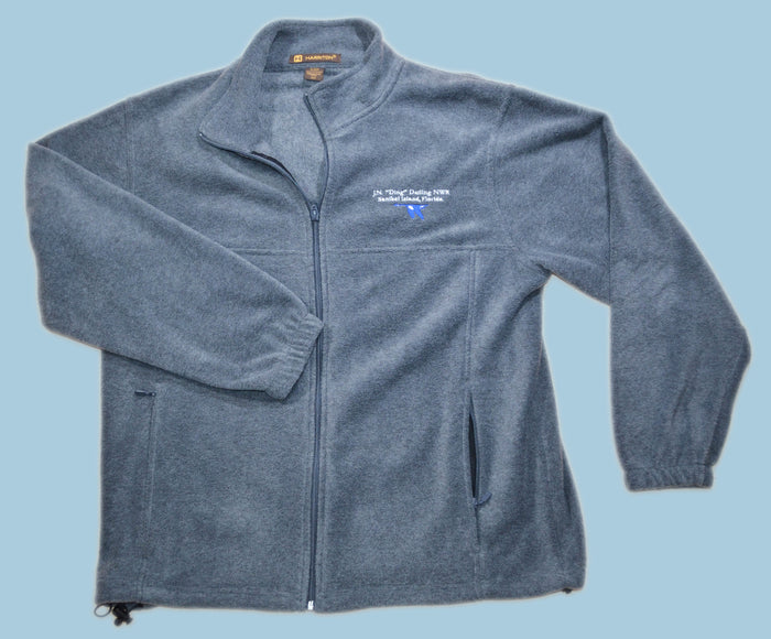 Full Zip Embroidered Blue Goose Logo Fleece - Grey