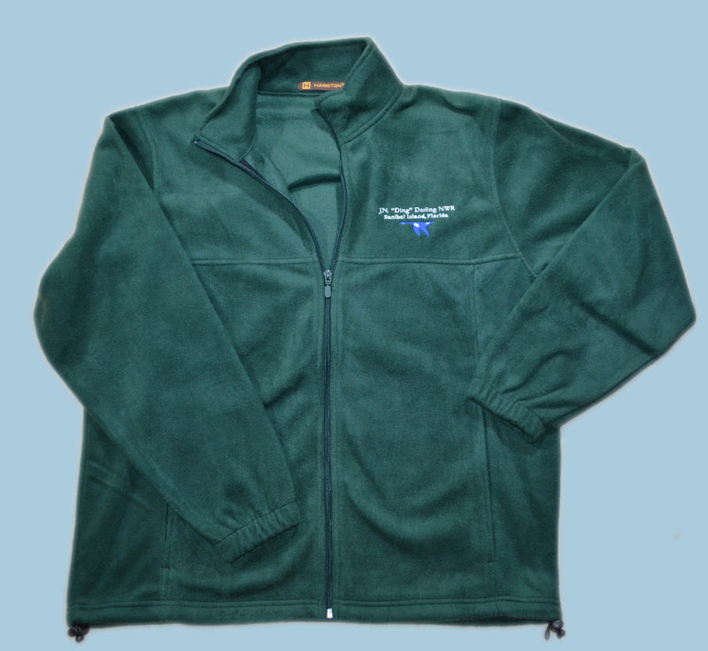 Full Zip Embroidered Blue Goose Logo Fleece - Forest Green