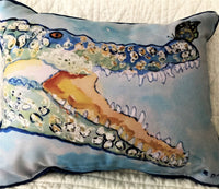 Indoor/Outdoor Decorative Pillow - Crocodile & Butterfly - 2 Sizes - Made in the USA