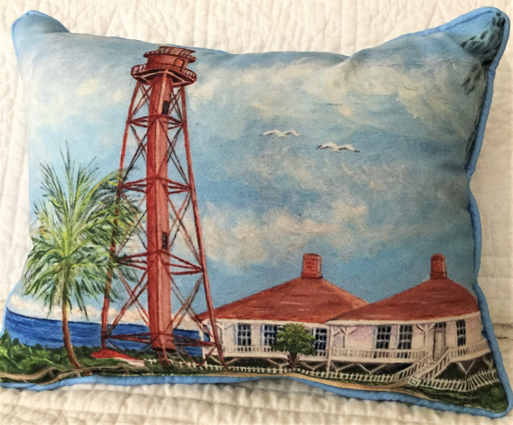 Indoor/Outdoor Decorative Pillow - Sanibel Lighthouse - 2 Sizes - Made in the USA