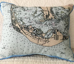 Indoor/Outdoor Decorative Pillow - Sanibel Island Nautical Map - 2 Sizes - Made in the USA