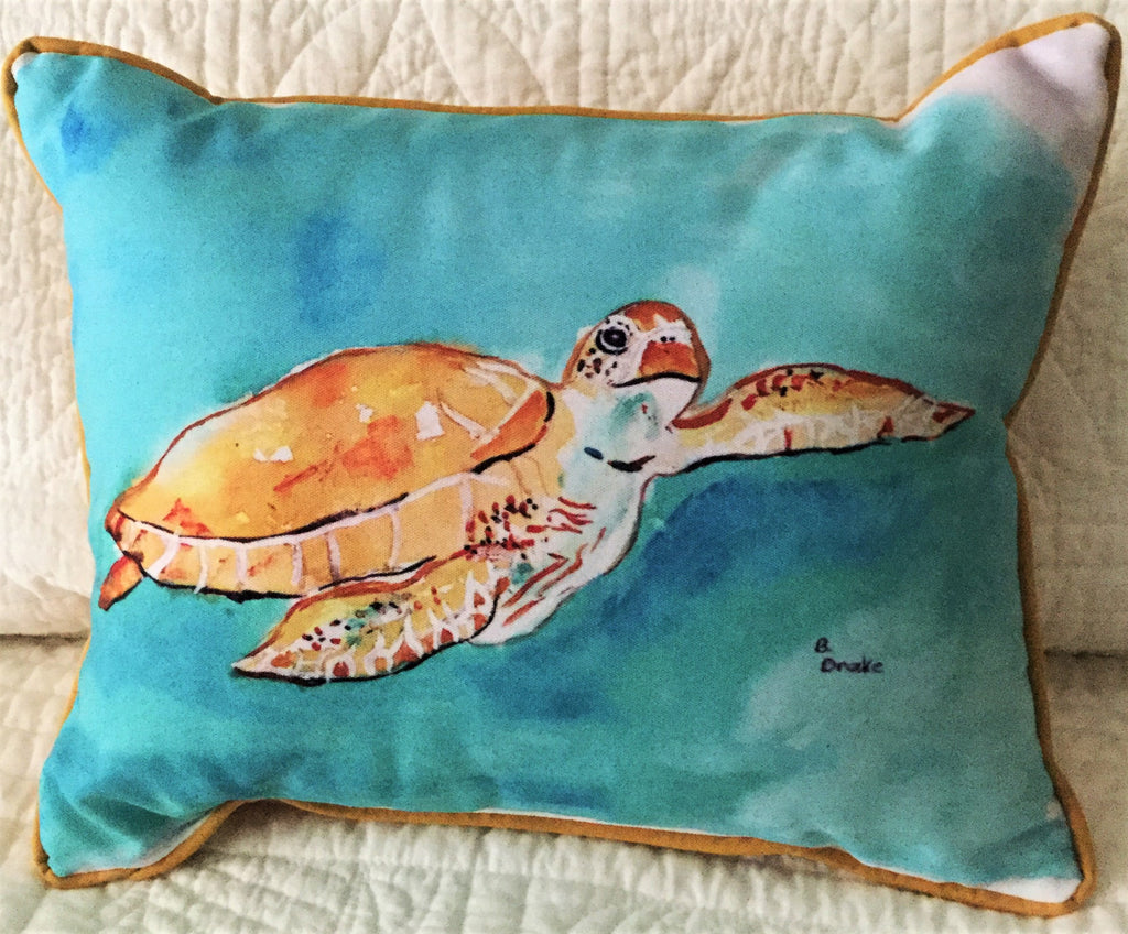 Indoor/Outdoor Decorative Pillow - Sea Turtle - 2 Sizes - Made in the USA
