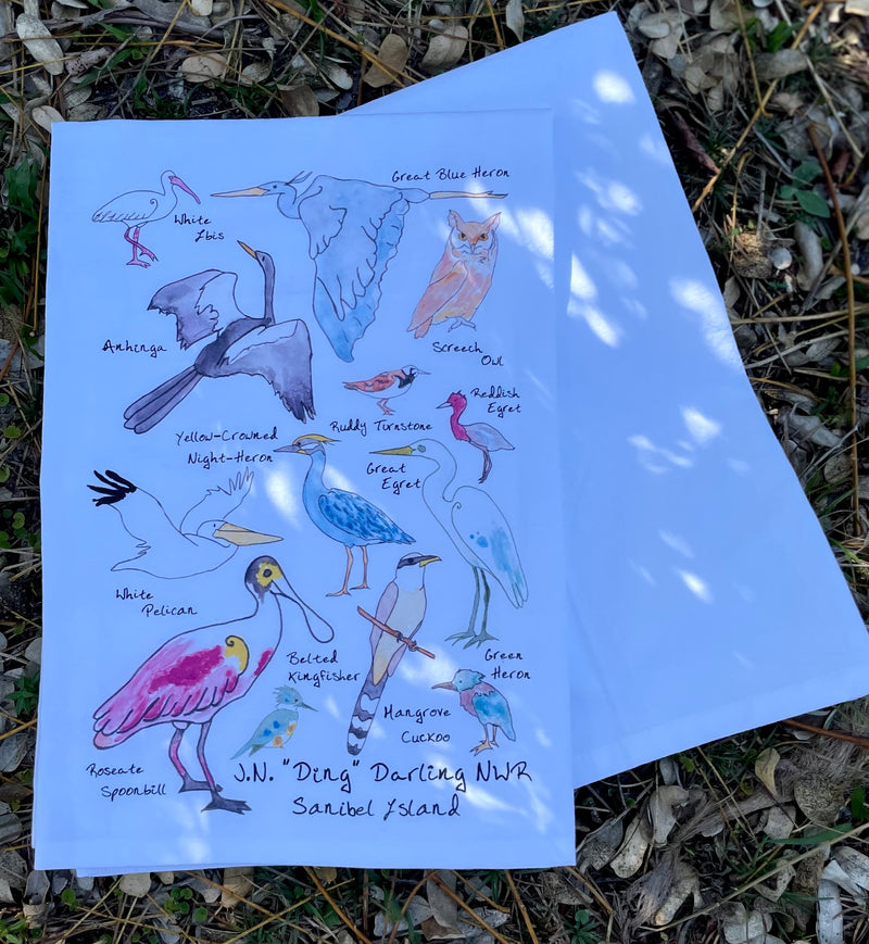 Birds of the Refuge Tea Towel - J.N. "Ding" Darling NWR, Sanibel Island, FL